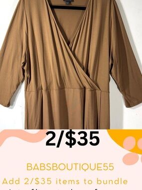 J. Jill Wearever Brown Long Sleeve Knit Faux Wrap Top